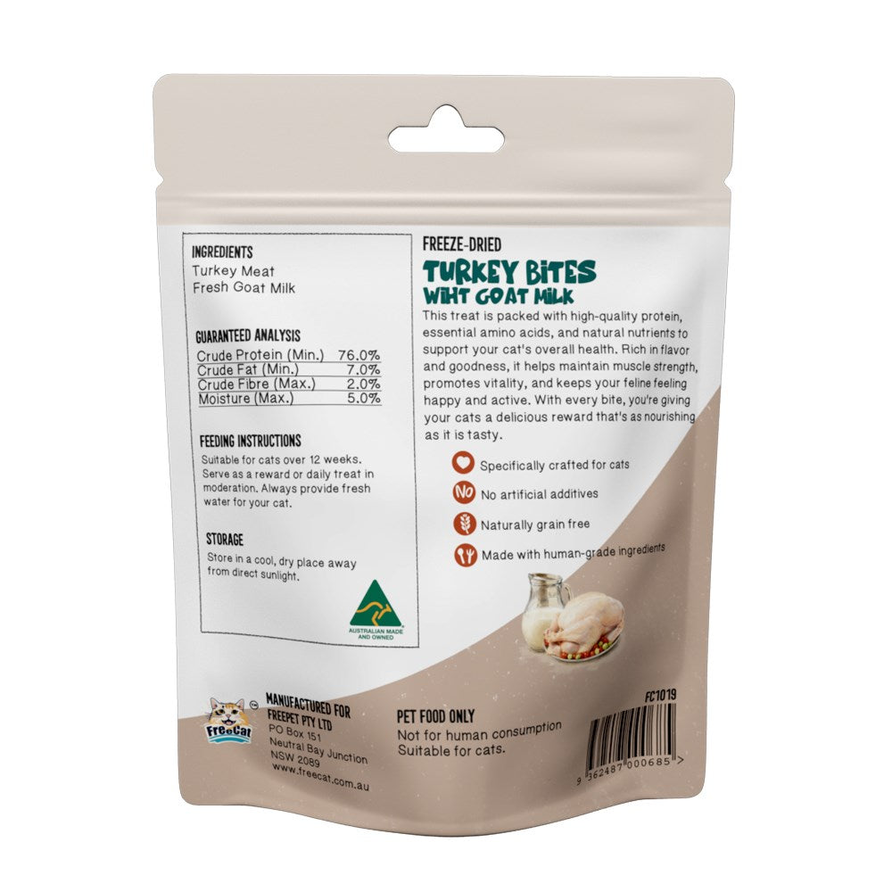 FreeCat Freeze Dried Turkey Bites with Goat Milk Cat Treats 50g