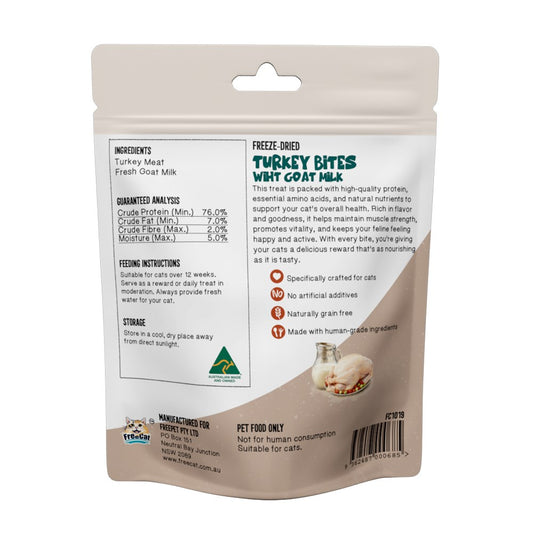 FreeCat Freeze Dried Turkey Bites with Goat Milk Cat Treats 50g