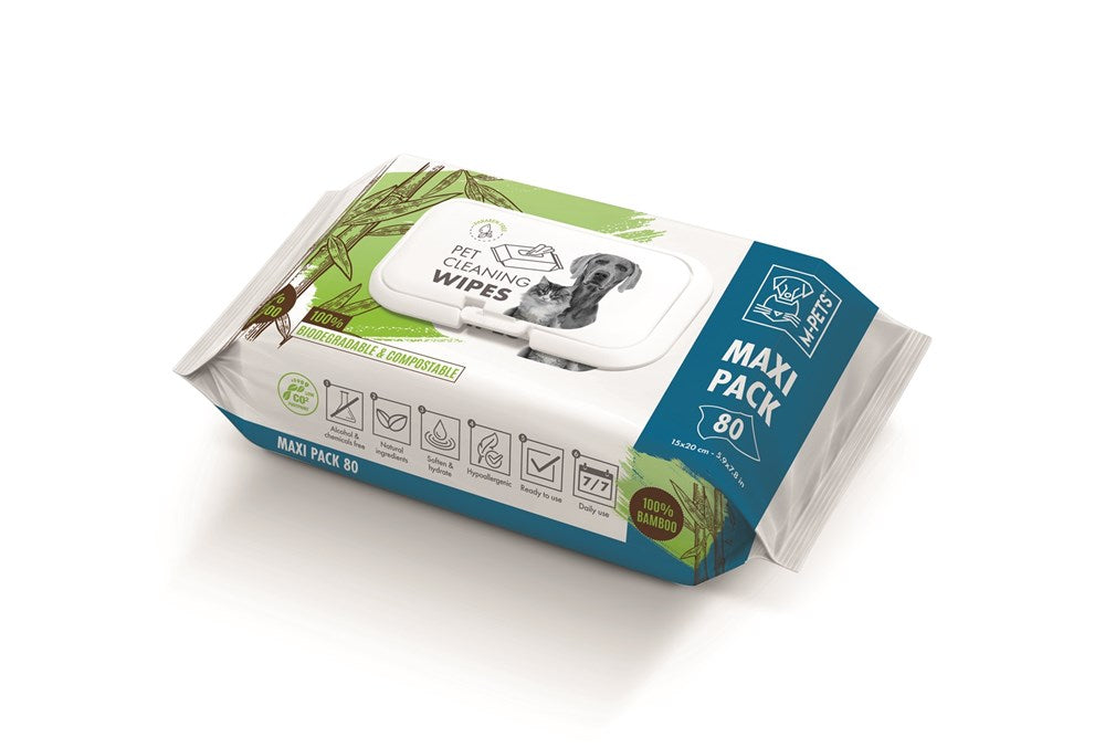 M-Pets Pet Cleaning Wipes Bamboo – Maxi Pack, 80 pcs