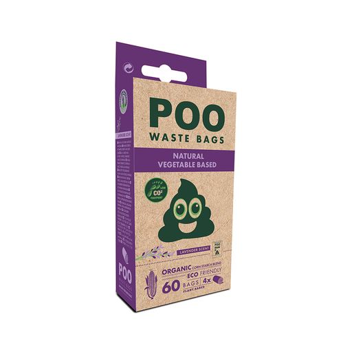 POO BIO Dog Waste Bags 60 bags - Lavender Scented