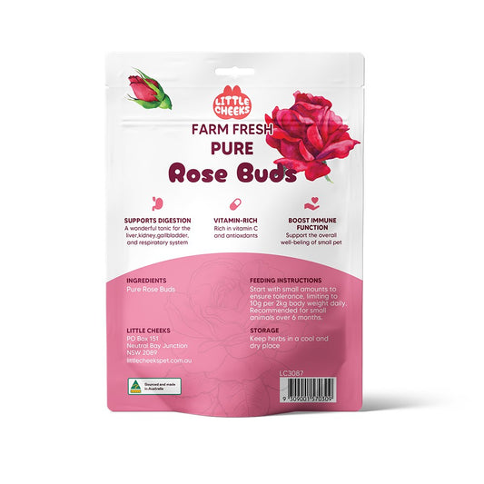 Little Cheeks Farm Fresh Pure Rose Buds 60g for Rabbits & Guinea Pigs