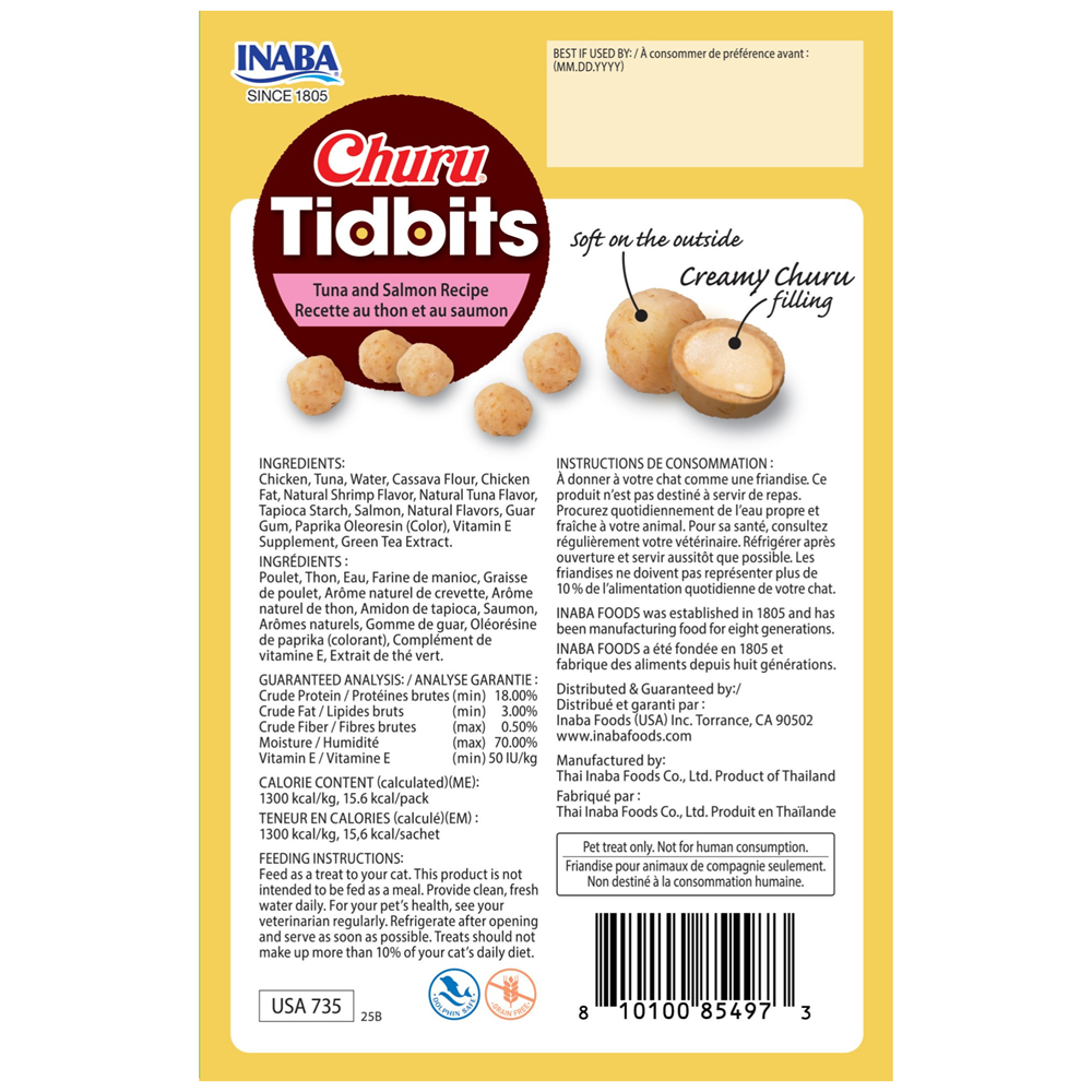 INABA Churu -Cat- Tidbits Tuna and Salmon Recipe-Treat