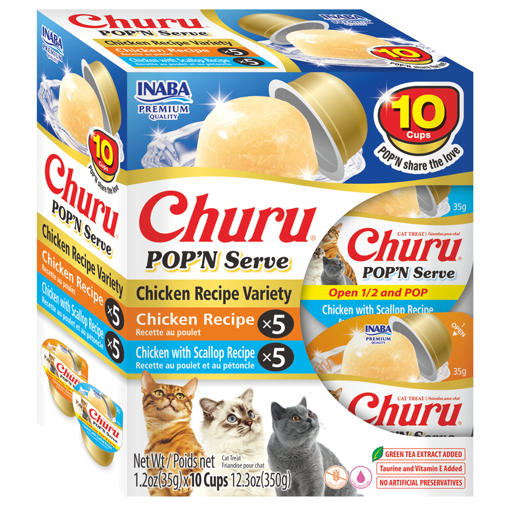 Inaba Churu Pop'n Serve Chicken Variety – 10 Cups x 35 g