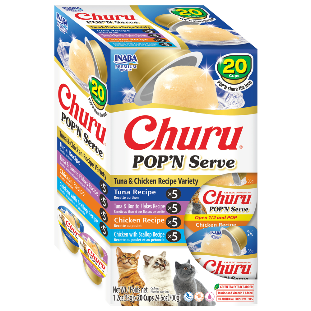 Inaba Churu Pop'n Serve Chicken & Tuna Variety – 20 Cups x 30 g