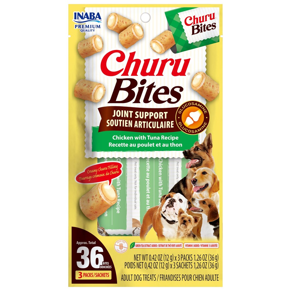 INABA Churu Bites-Dog- Joint Support Chicken with Tuna Recipe-Functional Treat