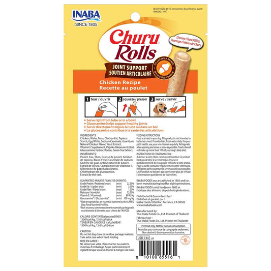 INABA Churu Rolls-Dog- Joint Support Chicken Recipe-Functional Treat