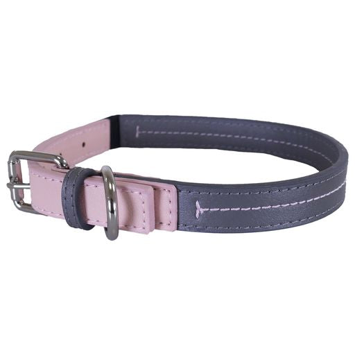 Baby Pink/Grey Leather Collar