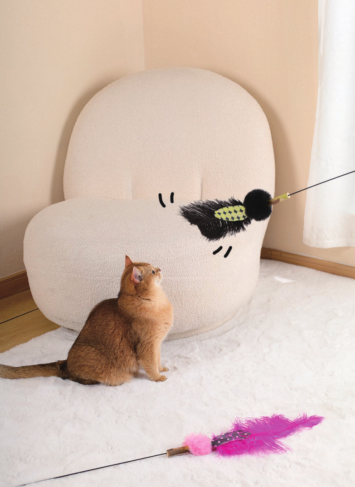 Luuks Up Plume Tail Teaser – Yellow Green Stripes