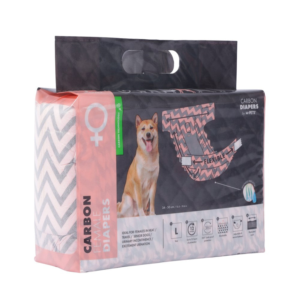 M-Pets Carbon Diapers for Female Dogs – 15 pcs