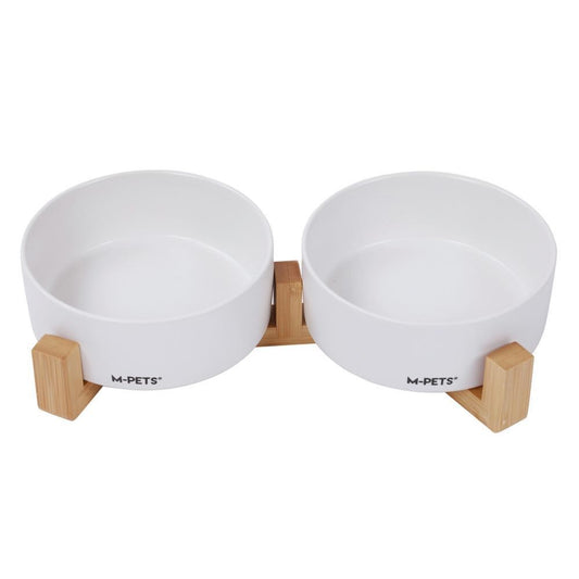 M-Pets Opera Ceramic Bowls with Bamboo Stand