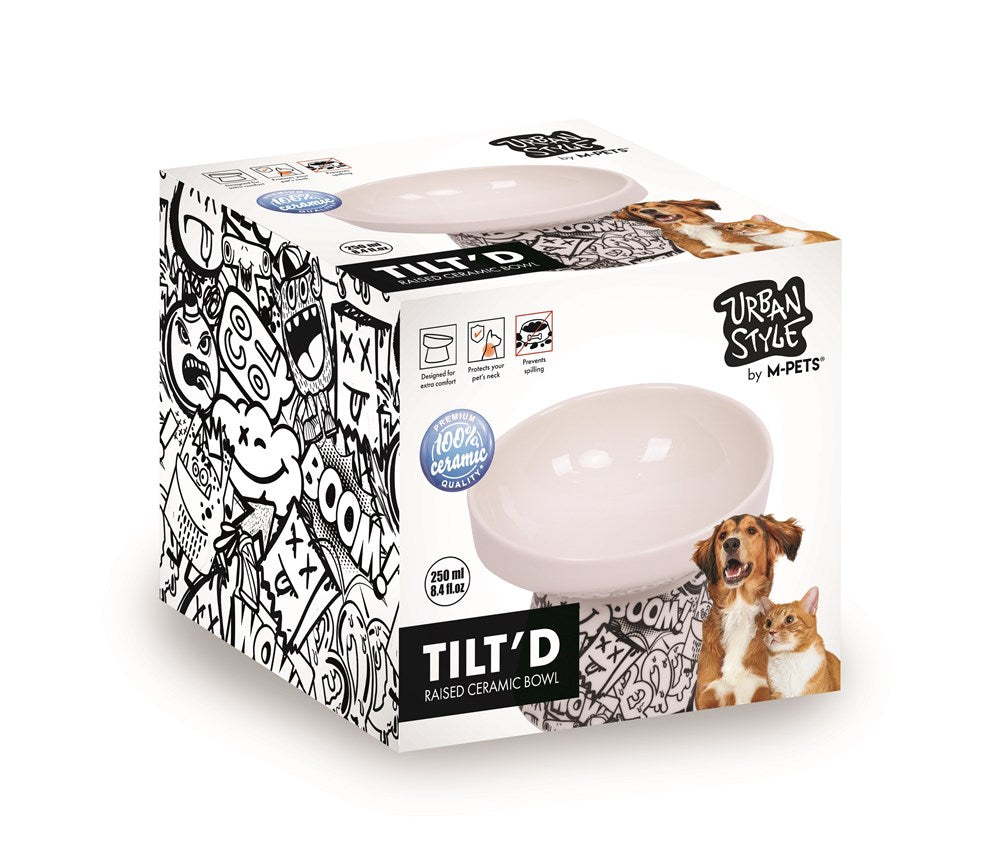M-Pets Urban Style Tilt'd Raised Ceramic Bowl