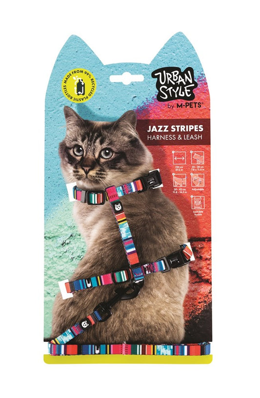 M-Pets Urban Style Jazz Stripes Cat ECO Set (Harness & Leash)