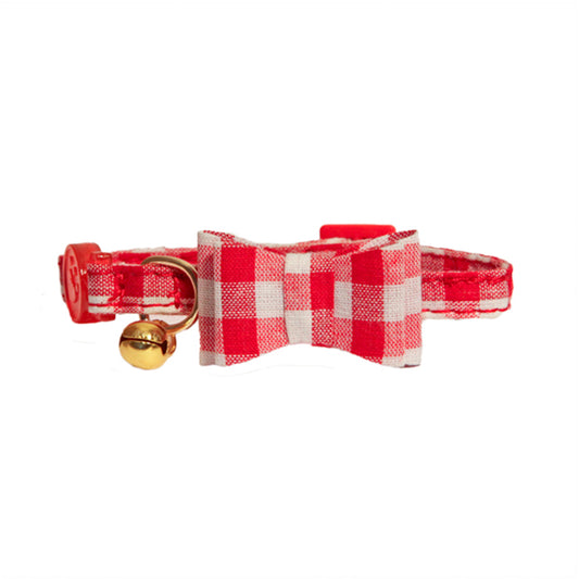Red Gingham Bow-Tie Cat Collar