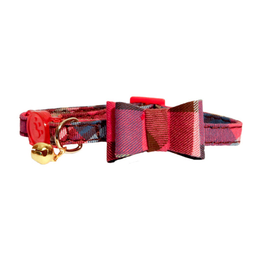 PinkTartan Bow-Tie Cat Collar
