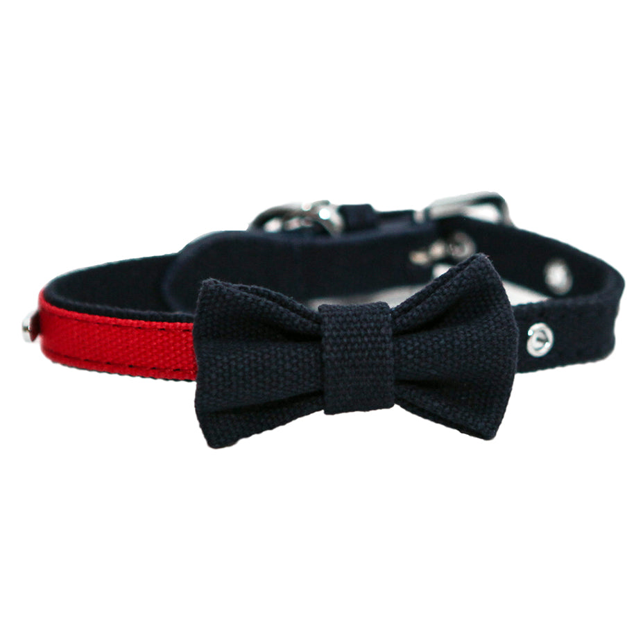 Navy & Red Bow Collar