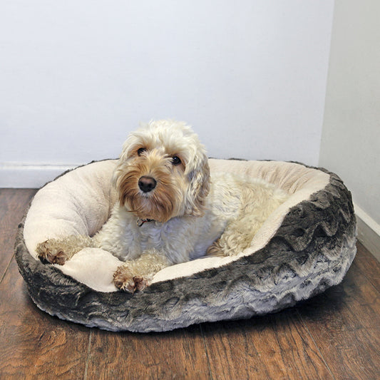 GREY/CREAM SNUGGLE PLUSH OVAL