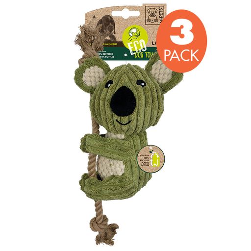 ECO dog toys Corduroy Koala with jute rope