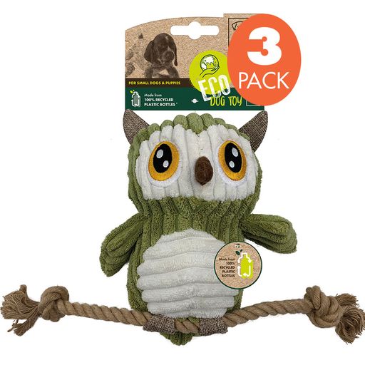 ECO dog toys Corduroy Owl with jute rope