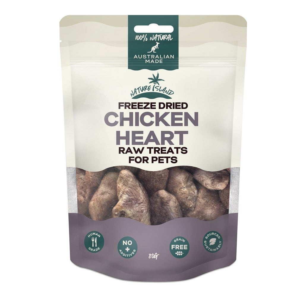Freeze Dried Chicken Heart Raw treats 80g for Pets