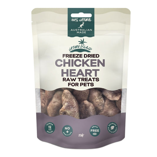 Freeze Dried Chicken Heart Raw treats 80g for Pets