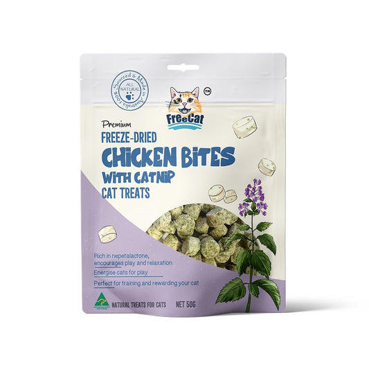 FreeCat Freeze Dried Chicken Bites with Catnip Cat Treats 50g