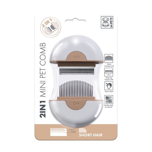2 in 1 Mini Pet Comb for short hair - Brown