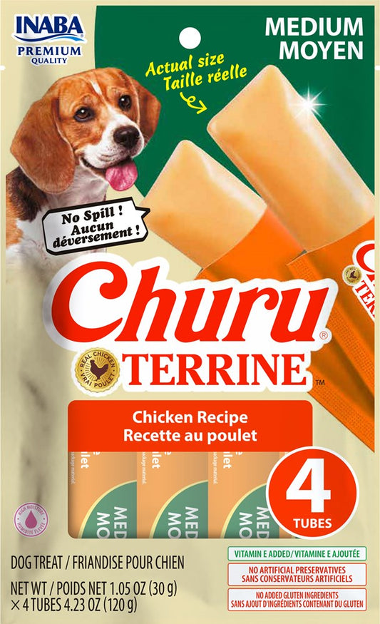 Inaba Churu Terrine for Medium Dogs – Chicken Recipe, 4 x 30 g
