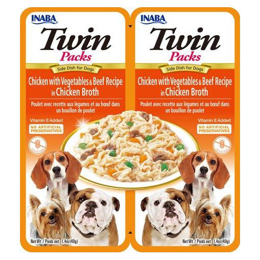 Inaba- Twins Packs Chicken with Vegetables & Beef in Chicken Flavored Broth