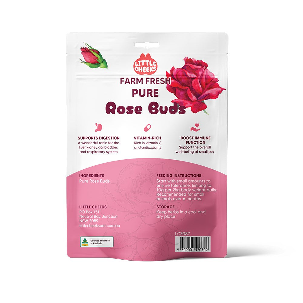 Little Cheeks Farm Fresh Pure Rose Buds 60g for Rabbits & Guinea Pigs