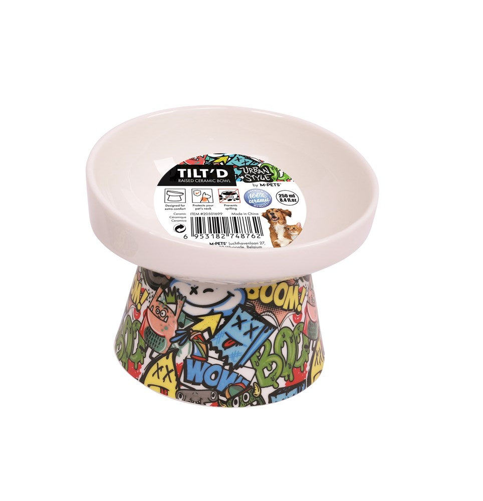 M-Pets Urban Style Tilt'd Raised Ceramic Bowl