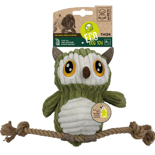 ECO dog toys Corduroy Owl with jute rope