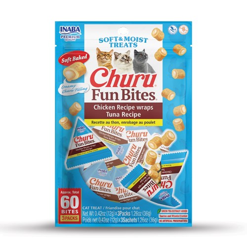 Inaba Churu Fun Bites Chicken wraps Tuna – 3 x 12 g