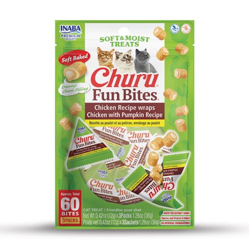 Inaba Churu Fun Bites Chicken wraps Chicken with Pumpkin – 3 Packs