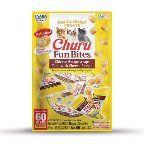 Inaba Churu Fun Bites Chicken wraps Tuna with Cheese – 3 x 12 g