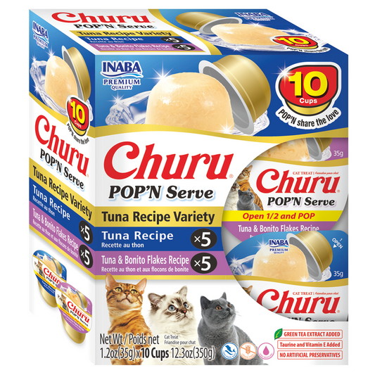 Inaba Churu Pop'n Serve Tuna Variety – 10 Cups x 35 g