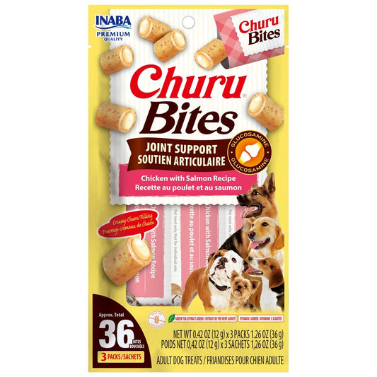 INABA Churu Bites-Dog- Joint Support Chicken with Salmon Recipe-Functional Treat