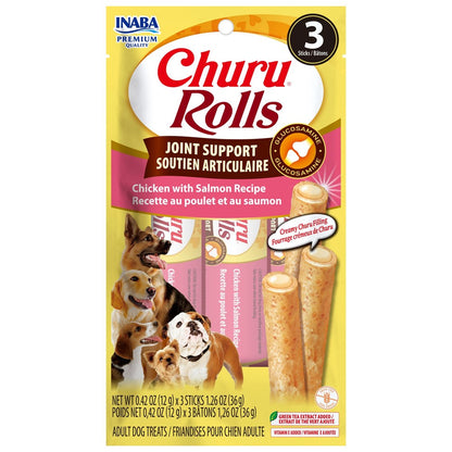 INABA Churu Rolls-Dog- Joint Support Chicken with Salmon Recipe-Functional Treat