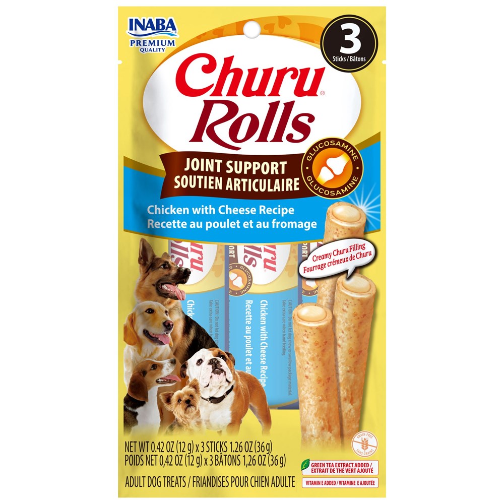 INABA Churu Rolls-Dog- Joint Support Chicken with Cheese Recipe-Functional Treat