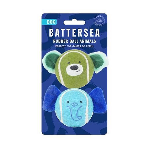 BATTERSEA RUBBER BALL ANIMALS (2PC)