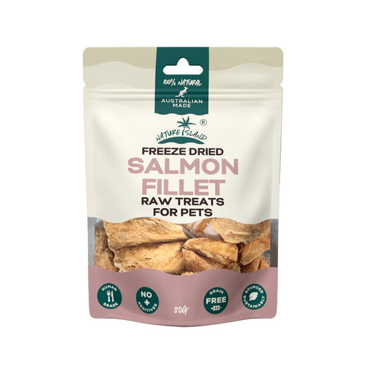Nature Island Freeze-Dried Salmon Fillet Cubes – 80 g