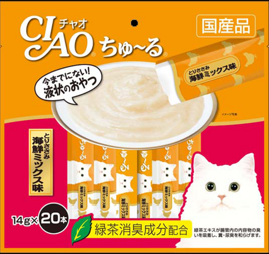 CIAO Churu Chicken Fillet Seafood Mix – 20 x 14 g