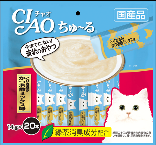 CIAO Churu Chicken Fillet & Sliced Bonito – 20 x 14 g