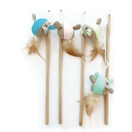 M-PETS MOUSE Cat Wands - 35 cm Pink yellow/green