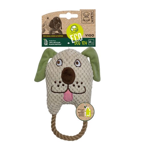 ECO dog toys Corduroy Dog with jute rope ring