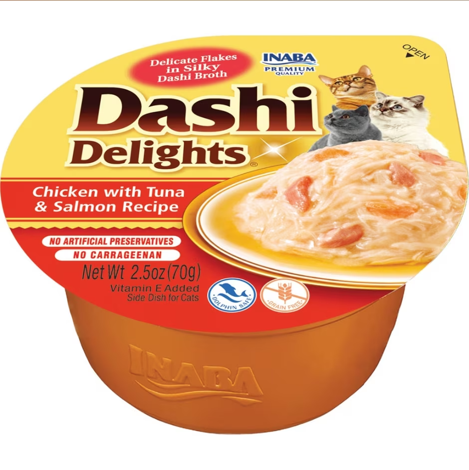 Inaba Dashi Delights Cup Chicken with Tuna & Salmon Recipe – 2 x 35 g
