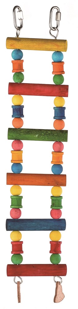 Wooden Bird Ladder with Beads - Small ( stainless quick link and leather bell )