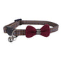 Designer burgundy bow dogtooth cat collar