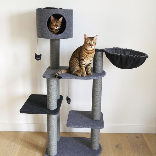 Charcoal Felt Triple Tower
